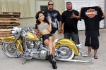 Momento shot with Supremacy M.C. and Lauren Lala after a photoshoot featuring Wesley Agcaoili's 2003 Harley Davidson Fat Boy